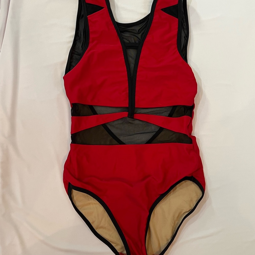 Red and Black Women's Swimsuit